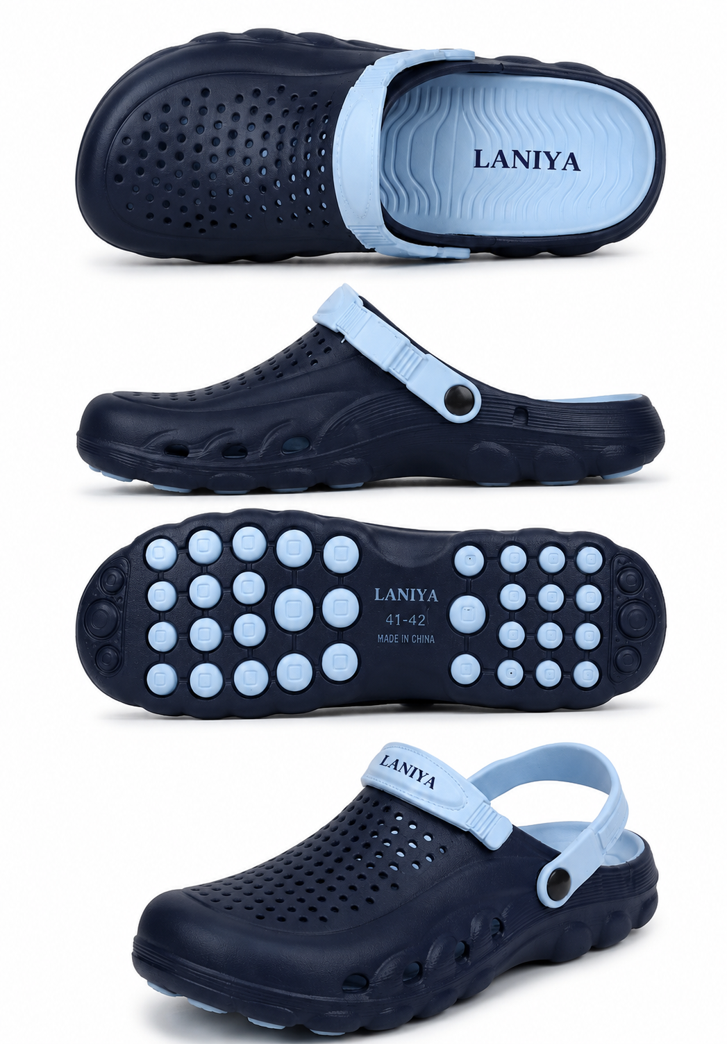 LANIYA AirComfort Clogs – Navy Blue & Sky Blue