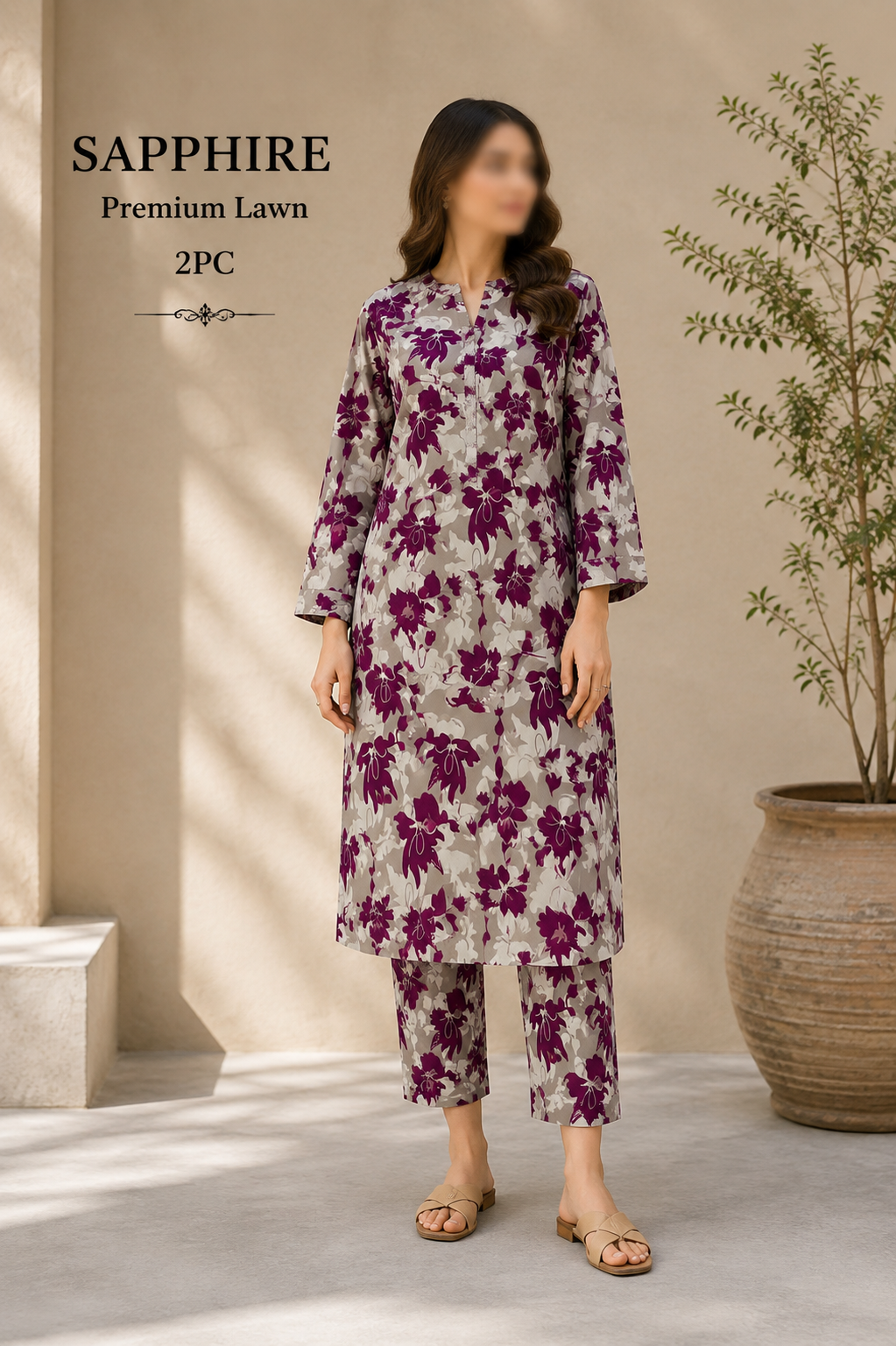 Sapphire Premium Lawn – Diamond Ikat All Over Print Unstitched 2 Piece