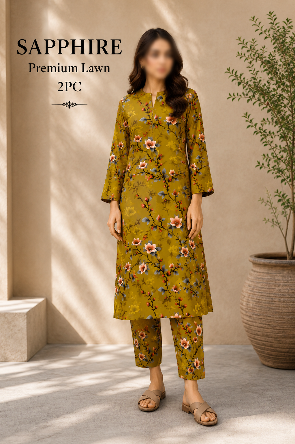 Sapphire Premium Lawn – Diamond Ikat All Over Print Unstitched 2 Piece