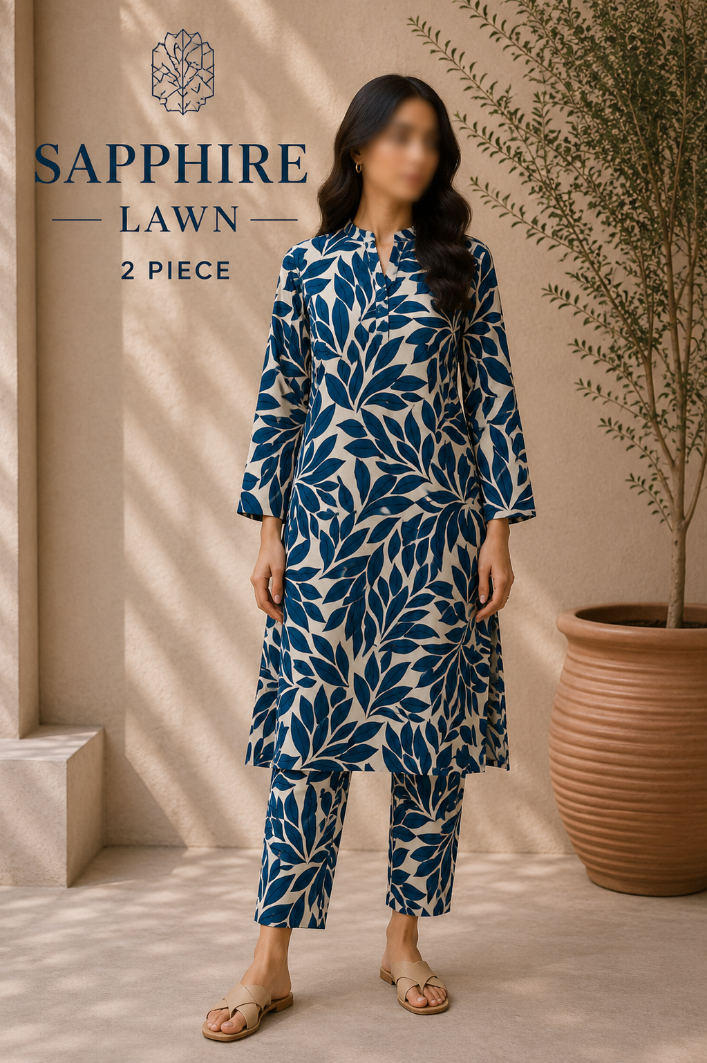 Sapphire Premium Lawn – Diamond Ikat All Over Print Unstitched 2 Piece