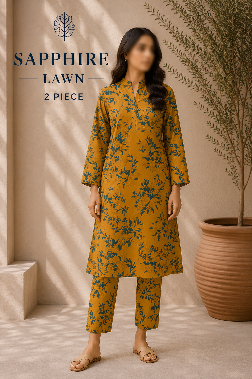 Sapphire Premium Lawn – Diamond Ikat All Over Print Unstitched 2 Piece
