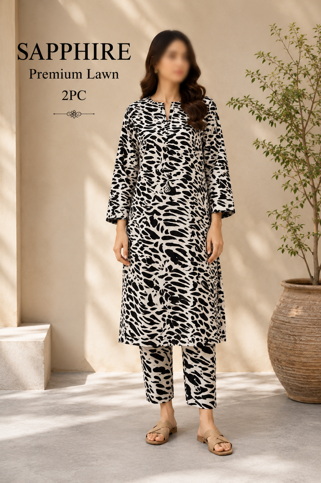 Sapphire Premium Lawn – Diamond Ikat All Over Print Unstitched 2 Piece