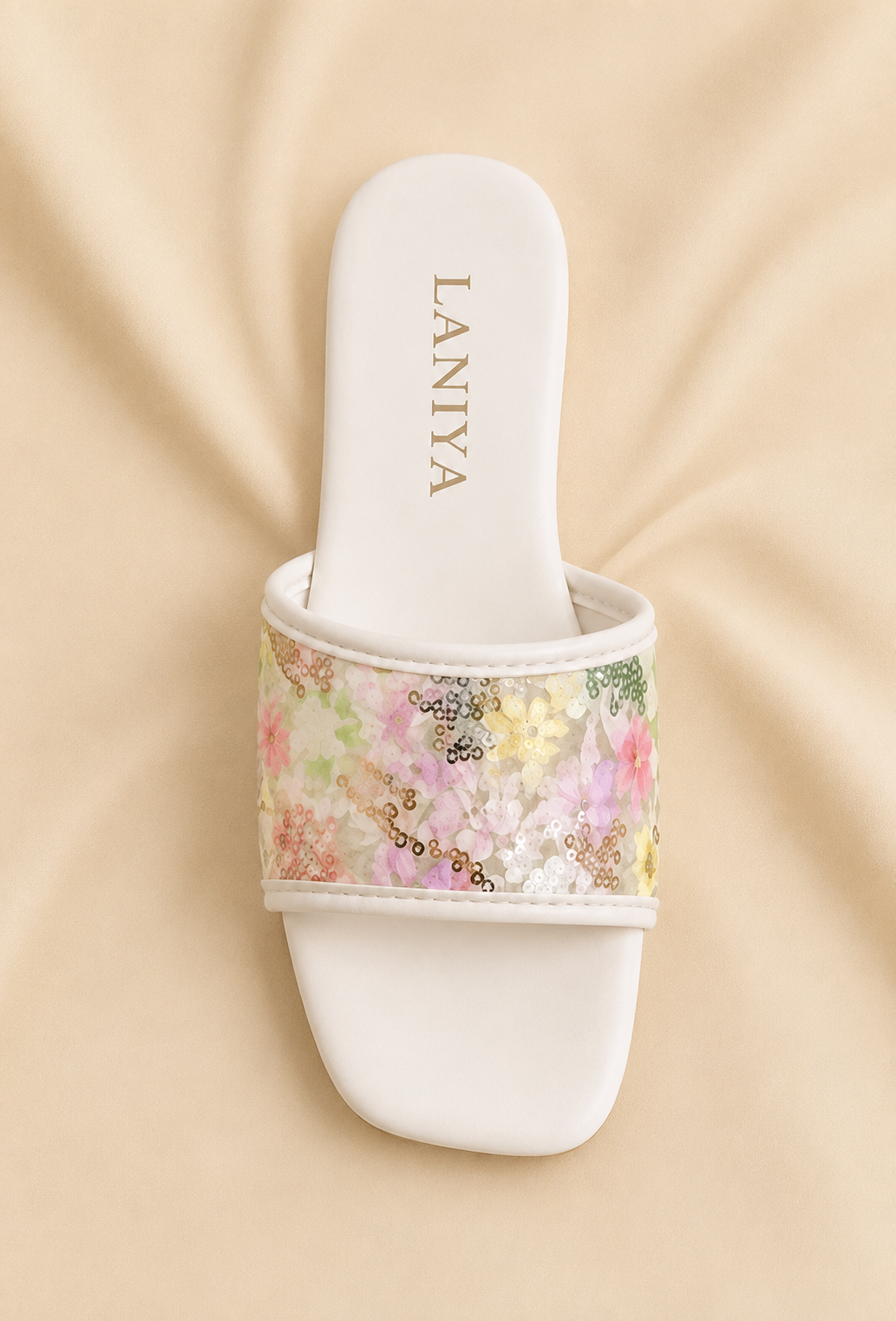 LANIYA Floral Luxe Comfort Slides – Ivory